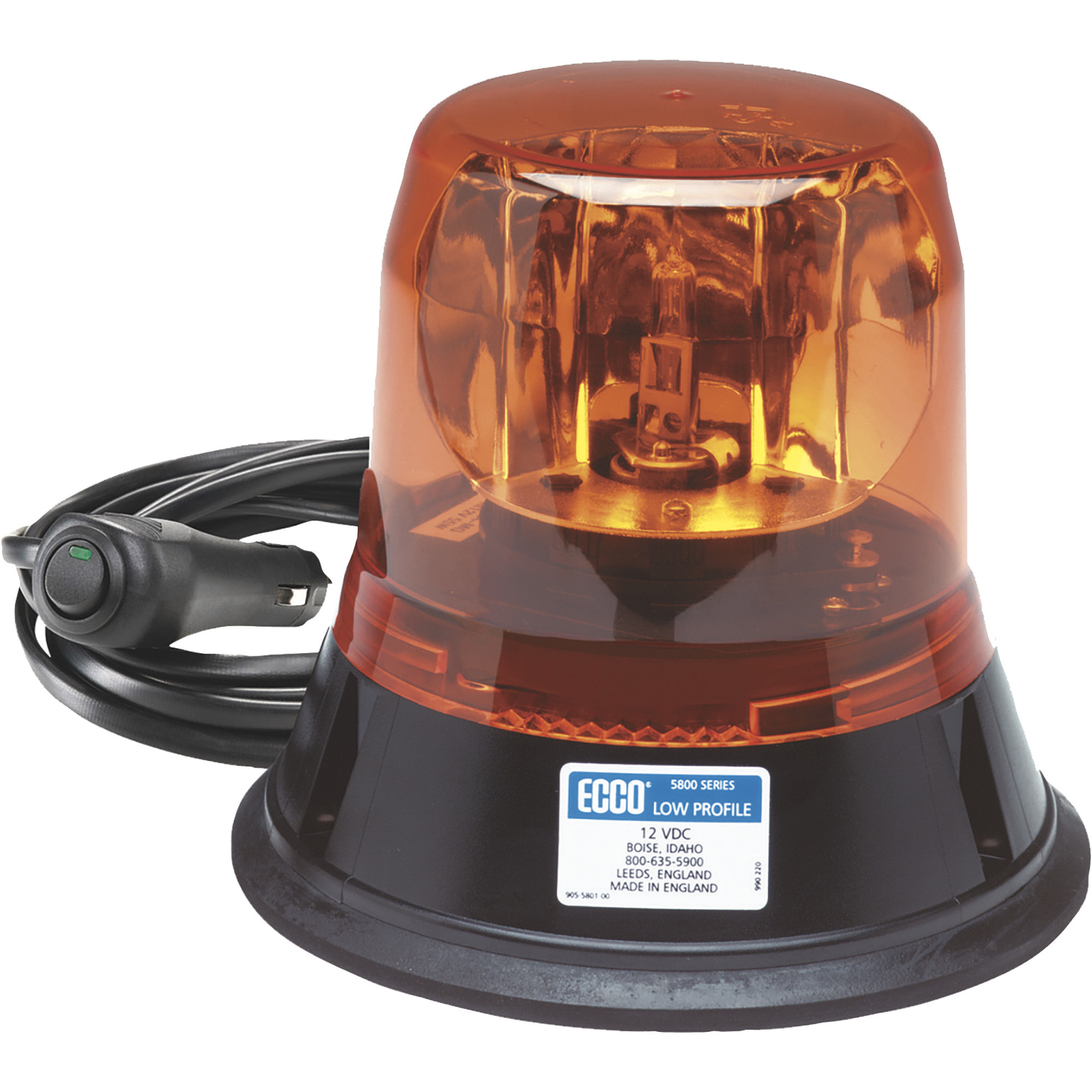 Ecco Rotating Beacon Light, Amber Lens, Magnetic Mount, Model# 5813A-MG